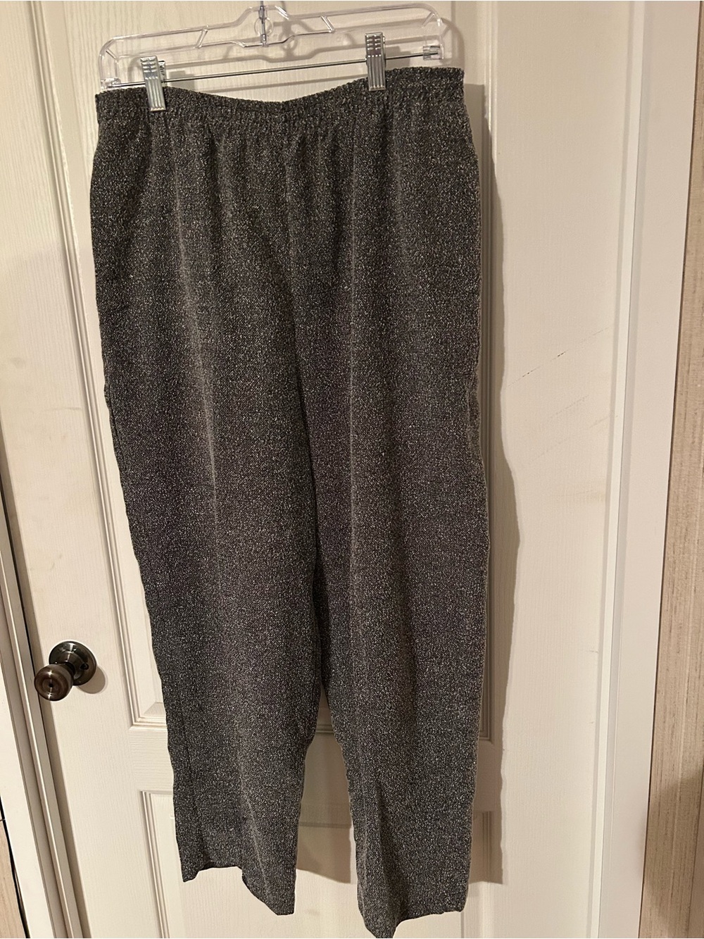 erin london Sparkle Wide-Leg Knit Pants in Charcoal Silver